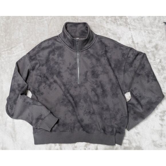 Fabletics Cozy Fleece Gray Tie Dye 1/2 Zip Sweatshirt XL Pants S Matching Set - Picture 2 of 16